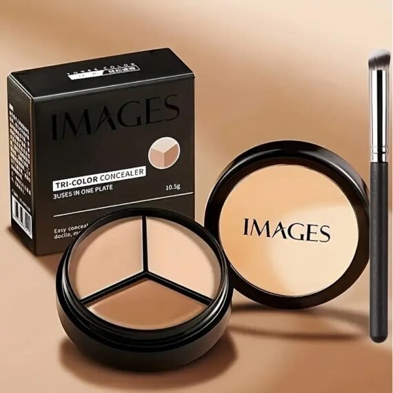Concealer & Contour Cream - Covers Blemishes, Scars, Dark Circles & Tears Grooves, Plant-Based Squalane Formula, Lightweight Matte Finish, 3 Shades for All Light Beige Types, Contouring Essentials | Clear Lid Packaging | Versatile Makeup Stick with Plant Squalane