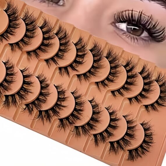 ( 10 Pairs )Fluffy Messy Faux False Eyelashes,Soft Curly False Lashes,Reusable Natural Eyelash Simulation Curl False Eyelashfor Make up