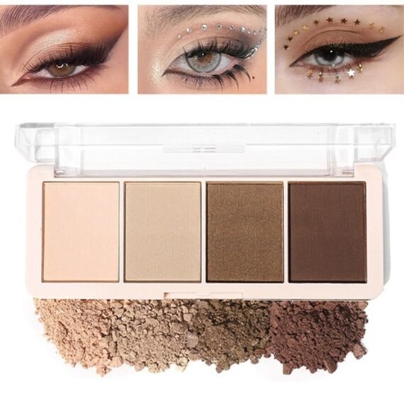 Eyeshadow Palette,4 Shades Of Eye Shadow Palettes Makeup Palettes Waterproof Long Lasting Natural Mixing Pigment #C Sandy shadow