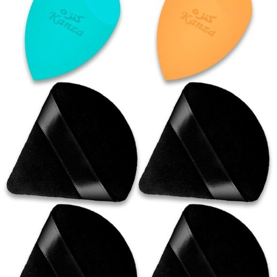 6 Pcs Powder Puff and Oval Cut Makeup Sponge Set Latex-free Vegan anti Absorbent Makeup Blender Foundation Applicator Sponge and cosmetic Powder Puff