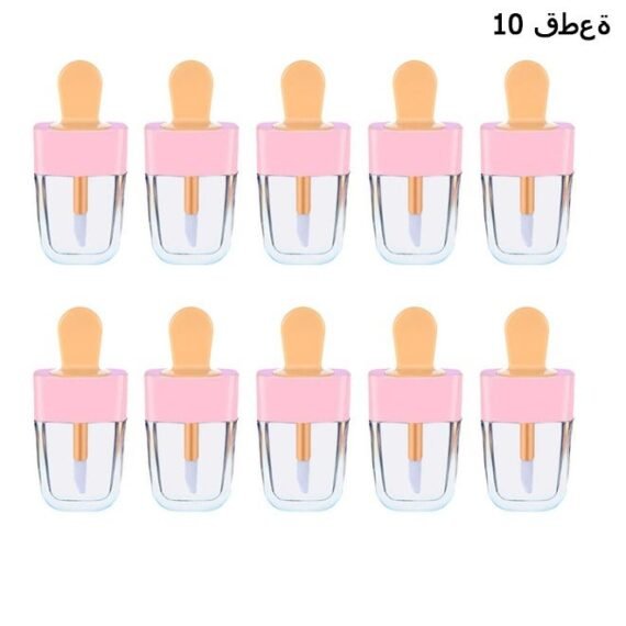 10 Pcs Ice Cream Shaped Empty Lip Gloss Tubes，Refillable Soft Cosmetic Squeeze Tubes with Wand Empty Plastic Lipstick Bottles Lip Gloss Container, Cosmetic Supplies for Lipstick Samples DIY 8ml