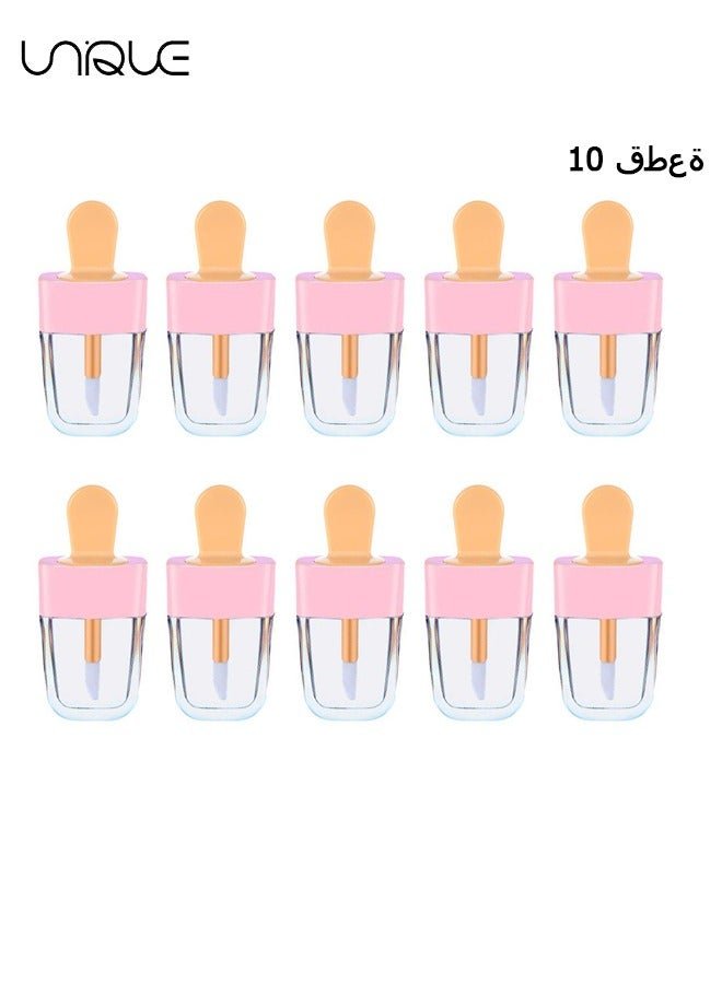 10 Pcs Ice Cream Shaped Empty Lip Gloss Tubes,Refillable Soft Cosmetic Squeeze Tubes with Wand Empty Plastic Lipstick Bottles Lip Gloss Container, Cosmetic Supplies for Lipstick Samples DIY 8ml