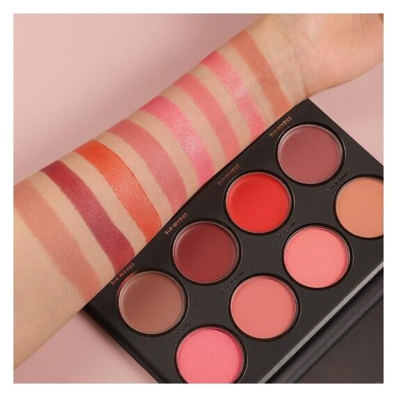 Langmanni 8-Color Blush and Highlighter Palette: Naturally Illuminating Your Skin Tone with Long-Lasting Radiance!