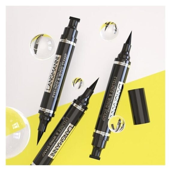 Dual-Ended Stamp Eye Pencil - Waterproof, Long-Lasting, Non-Smudging 2-in-1 Triangular Black Eye pencil.