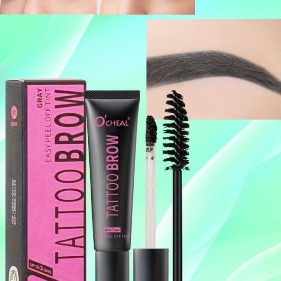Tattoo Brow Peel Off Tint Waterproof Sweatproof 3 Days Long Lasting Peel Off Tattoo Brow Gel Peel Off Tint Eyebrow Gel with Mascara Brush and Three Eyebrow Shapes Eyebrow Glue Black 03