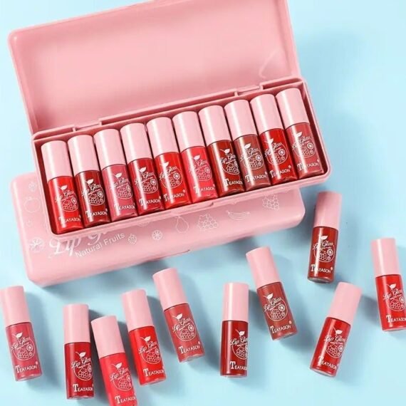 10 pcs Shimmer Mini Lip Gloss Kit - Moisturizing Liquid Lipsticks with Mirror and Waterproof Finish - Perfect Birthday Gift for Women Valentine's Day Gifts