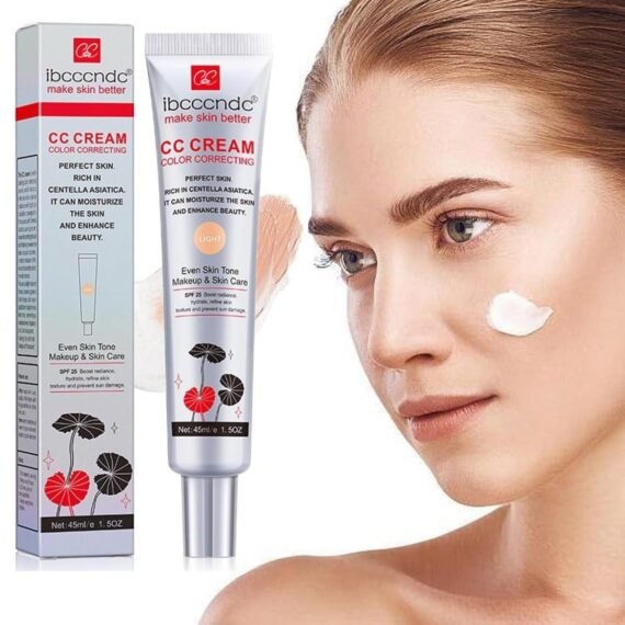 CC Cream Color Correcting with Centella, Multi-Purpose Skin Tone Adjusting CC Cream Concealer, SPF 25 Sunscreen Moisturizing Pre-Makeup Primer, Coverage Lightweight Foundation, Even Skin Tone
