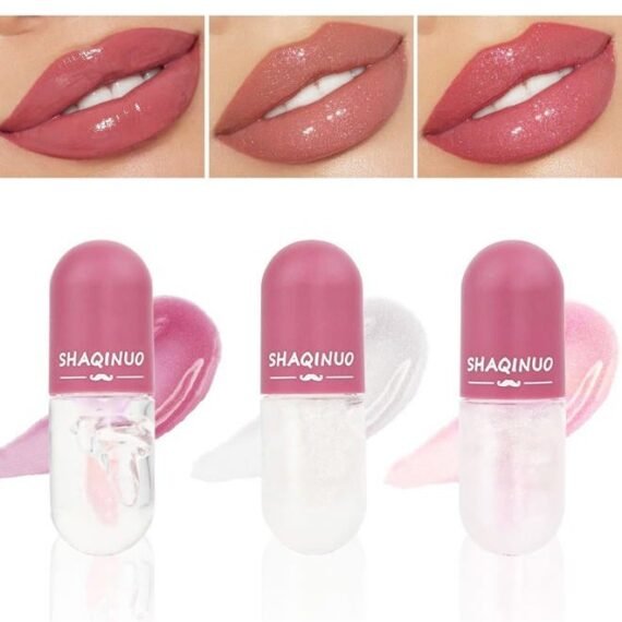 3 Pcs Color Changing Lip Gloss Lip Oil Tinted, Pink Magic Mood Lipstick,Temperature Color Change Lip Stain Lip Balm, Longlasting Lips Will Not Dry Out
