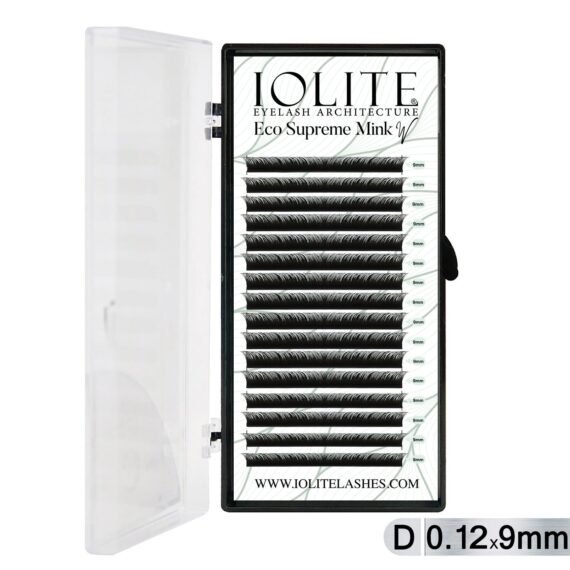 Iolite Eco Supreme Mink W Lash Extensions D Curl (0.12T Mix, 6mm–15mm) – Mink W Volume eyelashes for Professional Lash Artists & Salons ISMWD12T - 9MM