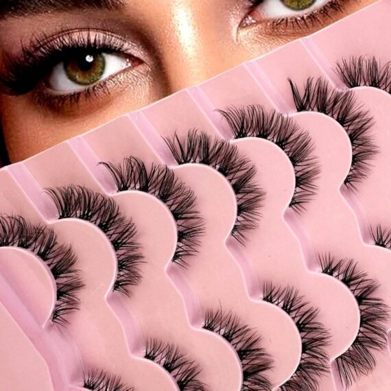 ( 7 Pairs)Fluffy Messy Faux False Eyelashes,Soft Curly False Lashes,Reusable False Eyelashes Volume & Thickness Eyelashes for Make up